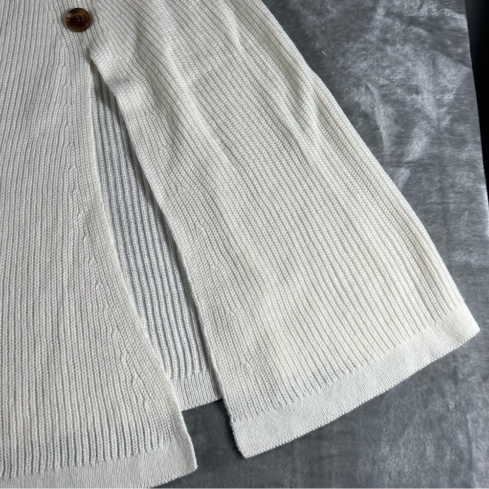 NWT Linda Anderson Sweater Women's One Size Cream Shawl Poncho Knit Cape Y2K - Picture 5 of 13